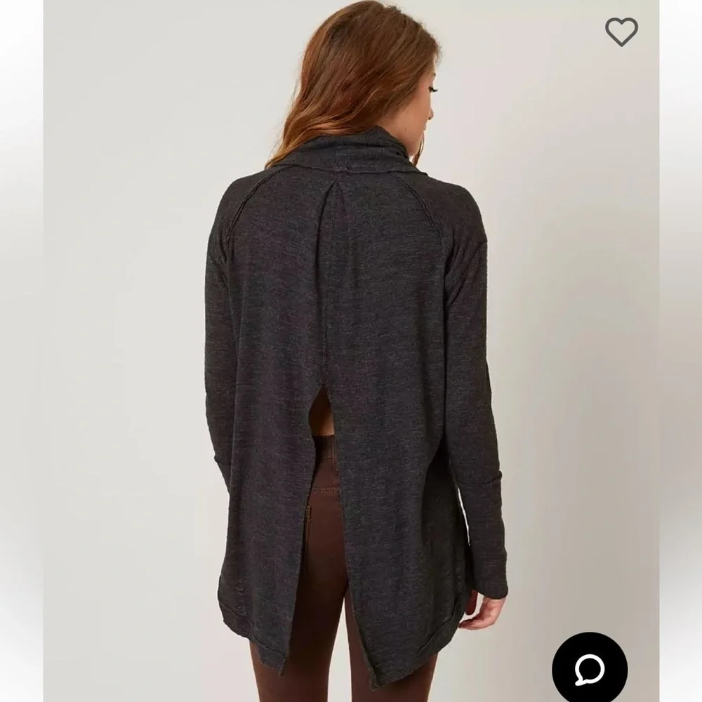 Free People - We The Free Gray Sweater Open Back Turtle Neck Sz M